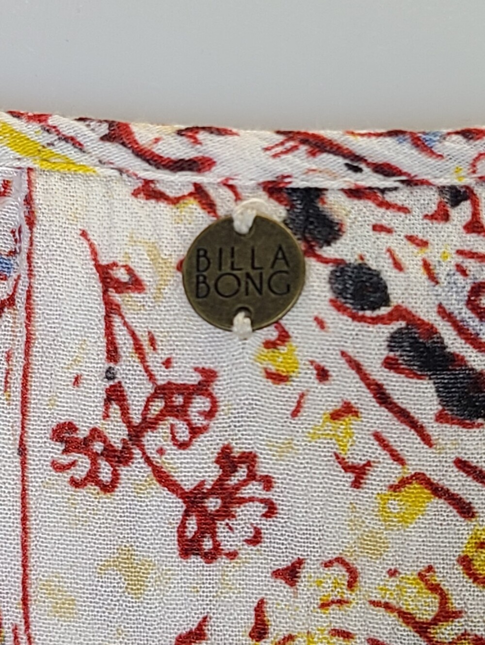 Billabong Paisley Print Tassel Tunic Top Shift Dress White Rayon XS Small - Picture 11 of 15
